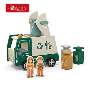 Multifunctional Wooden Movable Simulation Cart Push Pull Learning Walker and Waste Truck Toy W04A666